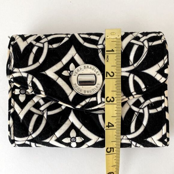 Vera Bradley Black and Cream Patterned Quilted Wallet Turn Lock - Picture 11 of 12